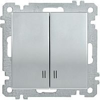 Выключатель 2-клавишный с индикацией ВС10-2-1-Б 10А BOLERO серебряный | код EVB21-K23-10 | IEK
